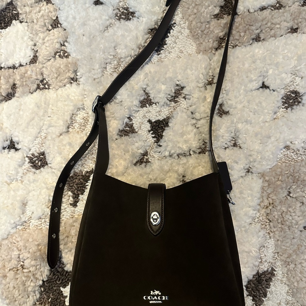 Coach Hadley Convertible Crossbody Bag in dark brown suede